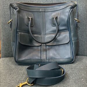 J.W. Hulme used personalized Elegant Blue Leather bag with detachable strap